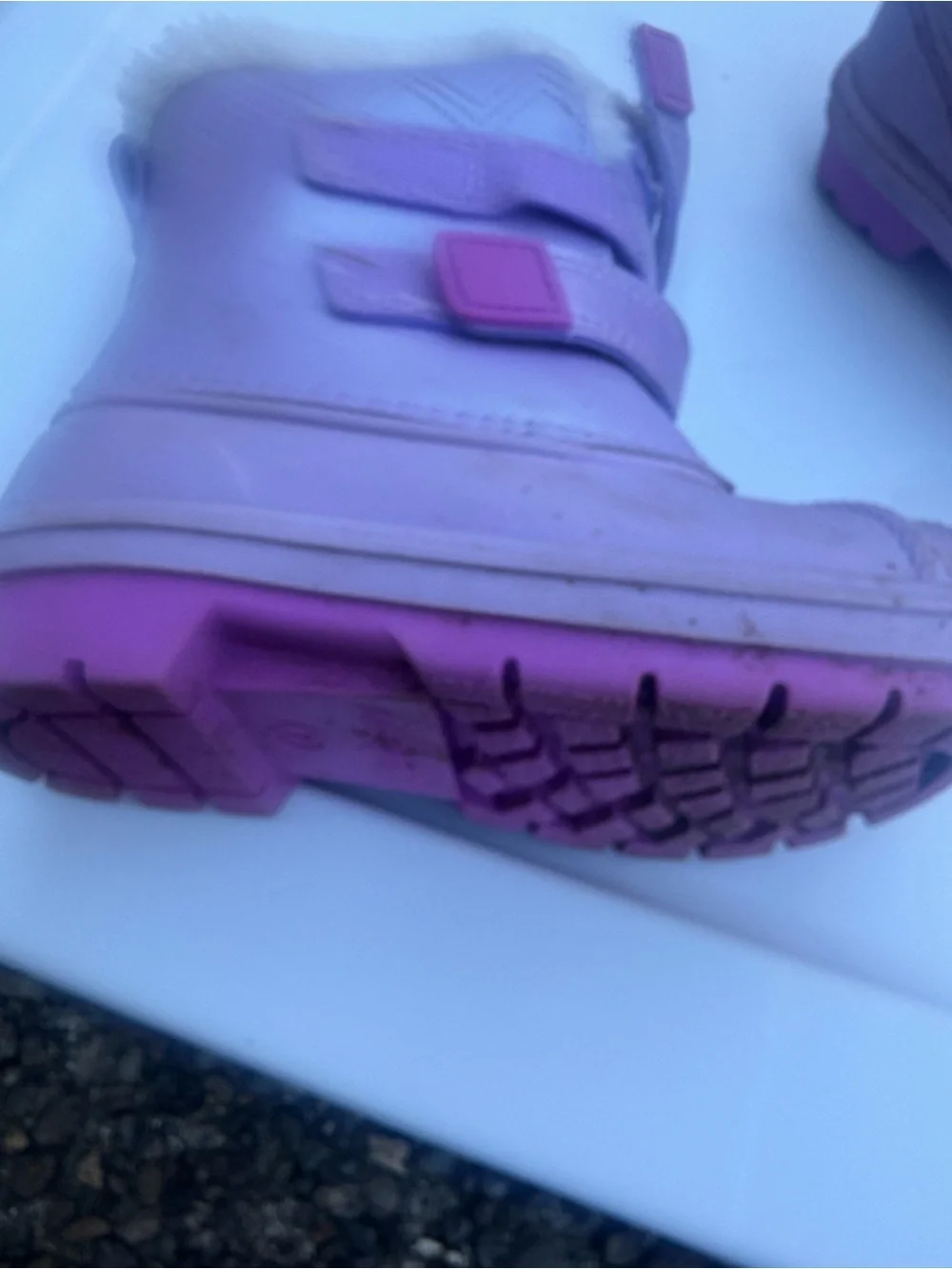 Cat & Jack Lavender Faux-Fur Strap Kids Snow Boots